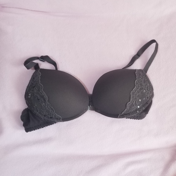Aerie Grey Lace Sequined Scarlet Bra 34A - Picture 3 of 6